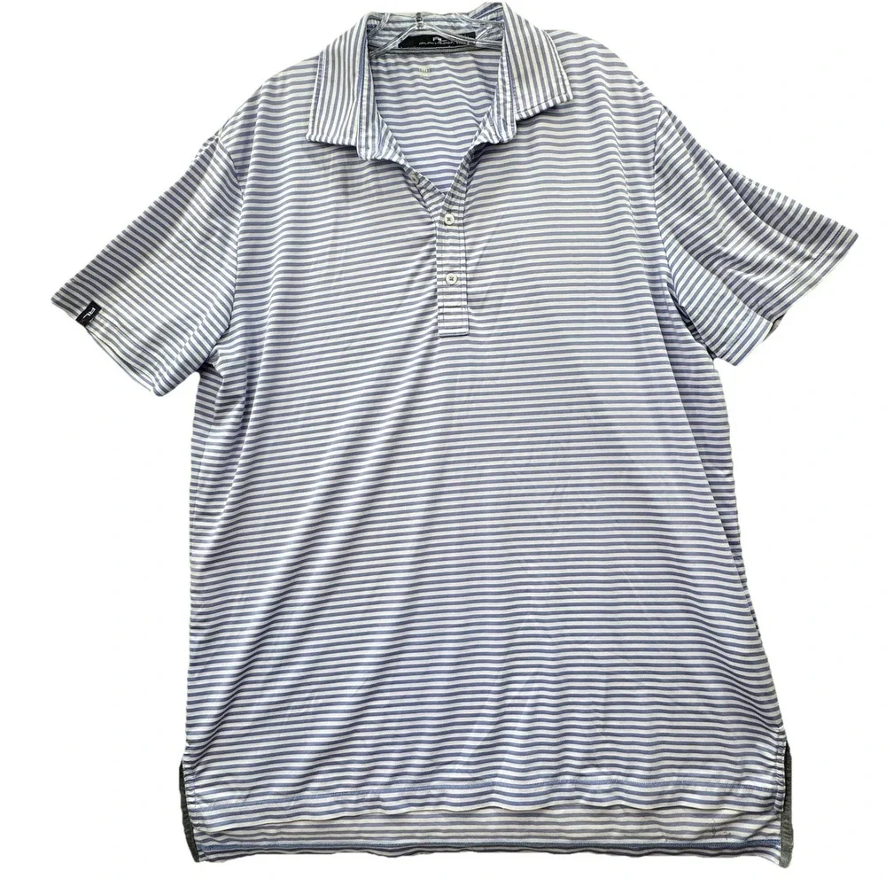 Ralph Lauren‎ RLX Performance Golf Polo Shirt Men Size Large Blue Striped Preppy
